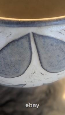 North Eagle Studio Pottery Stoneware Bowl Hand Carved Dove Motif Signed
