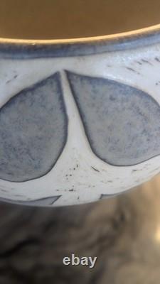 North Eagle Studio Pottery Stoneware Bowl Hand Carved Dove Motif Signed