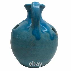 North State Pottery Blue Drip Vase Jug Vintage Handmade Studio Multiple Holes