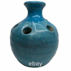 North State Pottery Blue Drip Vase Jug Vintage Handmade Studio Multiple Holes