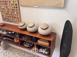 Obranovich Texas Studio Art Pottery Stoneware Vessel Canister Set Vtg Mcm