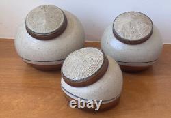 Obranovich Texas Studio Art Pottery Stoneware Vessel Canister Set Vtg Mcm