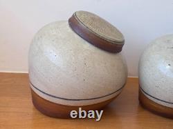 Obranovich Texas Studio Art Pottery Stoneware Vessel Canister Set Vtg Mcm