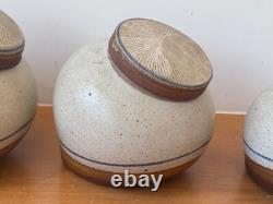 Obranovich Texas Studio Art Pottery Stoneware Vessel Canister Set Vtg Mcm