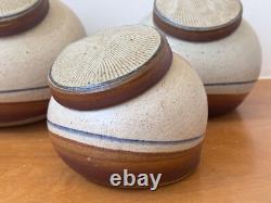 Obranovich Texas Studio Art Pottery Stoneware Vessel Canister Set Vtg Mcm