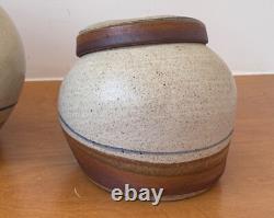 Obranovich Texas Studio Art Pottery Stoneware Vessel Canister Set Vtg Mcm