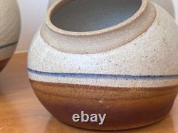 Obranovich Texas Studio Art Pottery Stoneware Vessel Canister Set Vtg Mcm