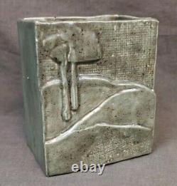 Old Vintage Handmade Artist Signed Glazed Studio Art Pottery Vase Planter MCM