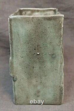 Old Vintage Handmade Artist Signed Glazed Studio Art Pottery Vase Planter MCM