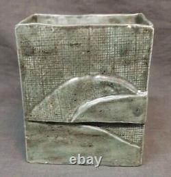 Old Vintage Handmade Artist Signed Glazed Studio Art Pottery Vase Planter MCM