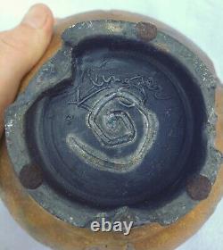 Old Vintage Handmade Artist Signed Original Klinger Raku Art Pottery Vase