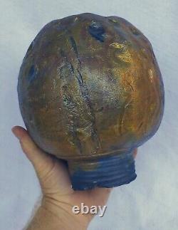 Old Vintage Handmade Artist Signed Original Klinger Raku Art Pottery Vase