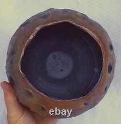 Old Vintage Handmade Artist Signed Original Klinger Raku Art Pottery Vase
