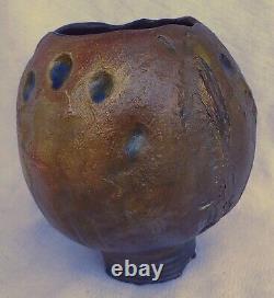 Old Vintage Handmade Artist Signed Original Klinger Raku Art Pottery Vase