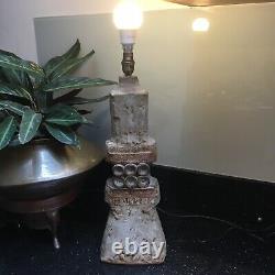 Old Vintage Retro Bernard Rooke Brutalist Studio Pottery Table Lamp 19.5 Tall