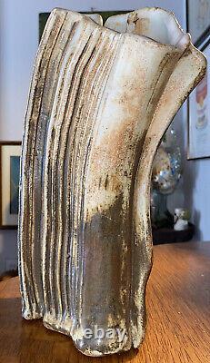 Old Vintage Studio Art Pottery Vase MID Century Modern 12 Tall Artist Marie