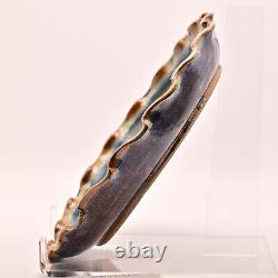 Original Vintage Artist Signed Studio Pottery Dish Ash Glazed Ceramic Fire Plate