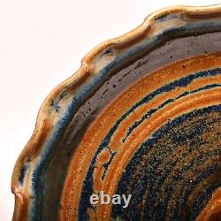 Original Vintage Artist Signed Studio Pottery Dish Ash Glazed Ceramic Fire Plate