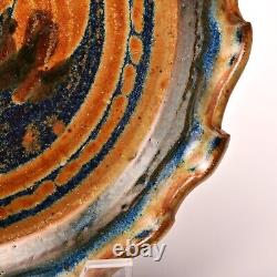 Original Vintage Artist Signed Studio Pottery Dish Ash Glazed Ceramic Fire Plate