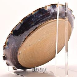 Original Vintage Artist Signed Studio Pottery Dish Ash Glazed Ceramic Fire Plate