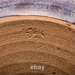 Original Vintage Artist Signed Studio Pottery Dish Ash Glazed Ceramic Fire Plate