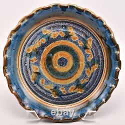 Original Vintage Artist Signed Studio Pottery Dish Ceramic Raku Ash Glazed Plate