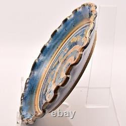 Original Vintage Artist Signed Studio Pottery Dish Ceramic Raku Ash Glazed Plate