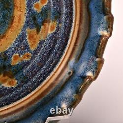 Original Vintage Artist Signed Studio Pottery Dish Ceramic Raku Ash Glazed Plate