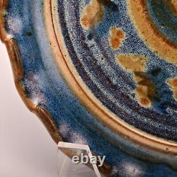 Original Vintage Artist Signed Studio Pottery Dish Ceramic Raku Ash Glazed Plate