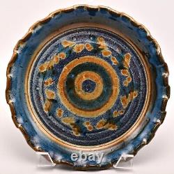 Original Vintage Artist Signed Studio Pottery Dish Ceramic Raku Ash Glazed Plate