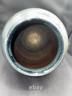 Original Vintage Signed Schnackloth Raku Studio Pottery Art Vase With Heron