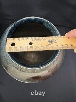 Original Vintage Signed Schnackloth Raku Studio Pottery Art Vase With Heron