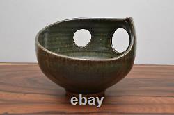 Outstanding Vintage Asymmetric Cut Out Detail Alan Ward Studio Pottery Bowl