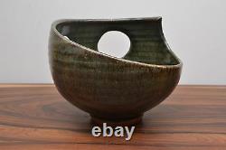 Outstanding Vintage Asymmetric Cut Out Detail Alan Ward Studio Pottery Bowl