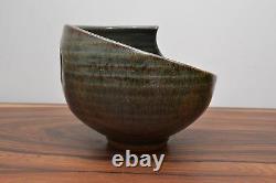 Outstanding Vintage Asymmetric Cut Out Detail Alan Ward Studio Pottery Bowl