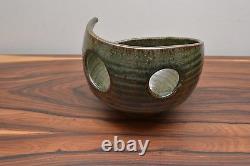 Outstanding Vintage Asymmetric Cut Out Detail Alan Ward Studio Pottery Bowl