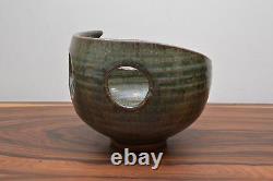 Outstanding Vintage Asymmetric Cut Out Detail Alan Ward Studio Pottery Bowl