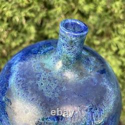 P+W Pillin California Studio Pottery Blue Glaze Vase Mid Century Modern Weed Pot