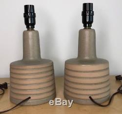 Pair Incised & Vintage Jane & Gordon Martz Marshall Studios Ceramic Table Lamps
