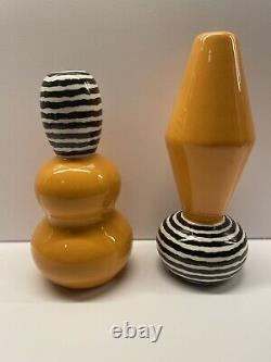Pair Of Duvall Memphis Art Studio Ceramic Pottery Vases Vintage 80's Signed