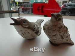 Pair Vintage Andersen Design Studio Art Pottery Birds Fledgling Robin Wren Maine