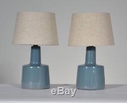 Pair Vintage Jane & Gordon Martz Marshall Studios Blue Ceramic Table Lamps