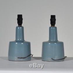 Pair Vintage Jane & Gordon Martz Marshall Studios Blue Ceramic Table Lamps