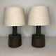 Pair Vintage Jane & Gordon Martz Marshall Studios Brown Ceramic Table Lamps