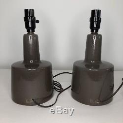 Pair Vintage Jane & Gordon Martz Marshall Studios Brown Ceramic Table Lamps