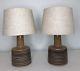 Pair Vintage Jane Gordon Martz Marshall Studios Bue Stripe Ceramic Table Lamps