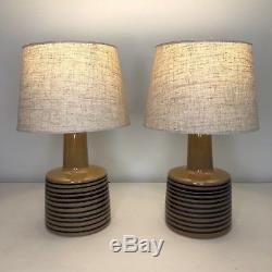 Pair Vintage Jane Gordon Martz Marshall Studios Bue Stripe Ceramic Table Lamps