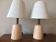 Pair Vintage Jane & Gordon Martz Marshall Studios Peach Ceramic Table Lamps MCM