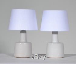 Pair Vintage Jane & Gordon Martz Marshall Studios White Ceramic Table Lamps