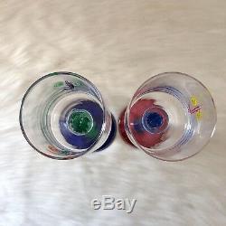 Pair of RARE Vintage Studio Art Glass Wine Goblet FINELINE Kerry Feldman Studio